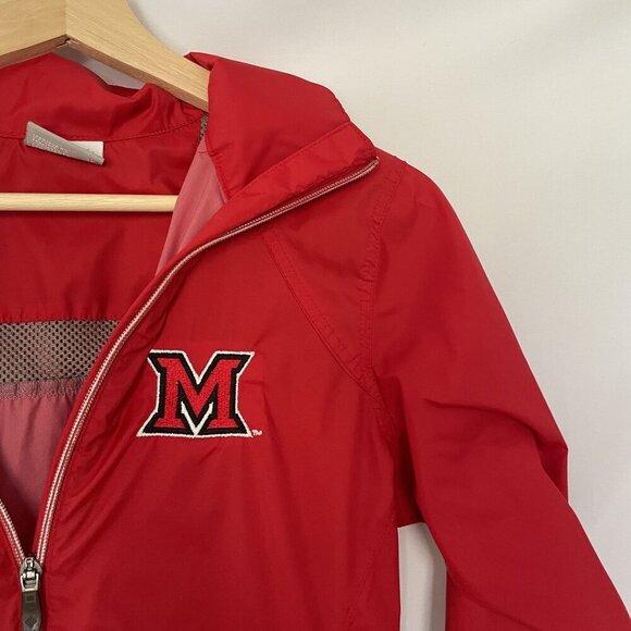 Columbia Womens XS Red Windbreaker Jacket With Miami University Logo - Picture 2 of 9